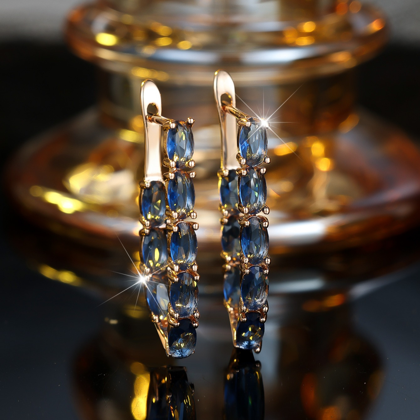Women's Fashionable U-Shaped Design Earrings with Synthetic Zirconia